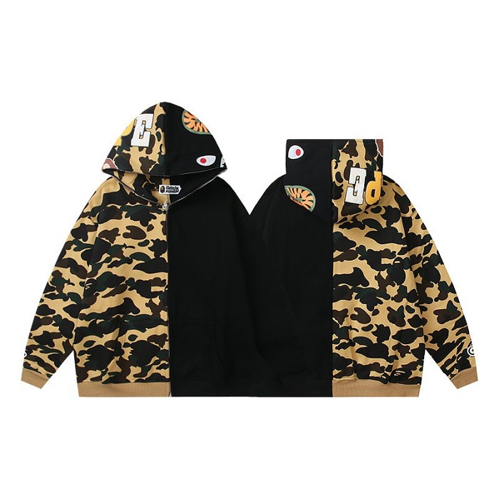 【日本正規】BAPE シャークカモフラージュ ジップアップパーカー ユニセックス 冬物特価品（期間限定）