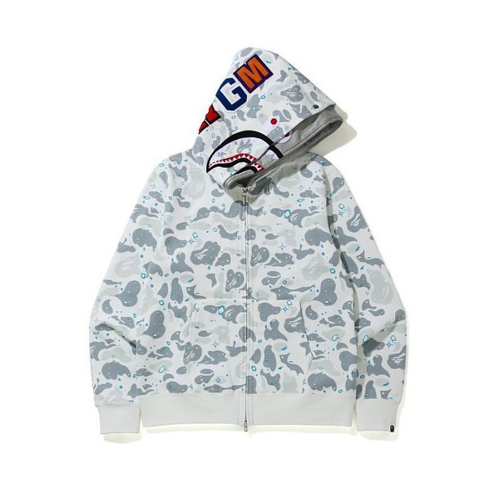 【日本正規】BAPE シャークカモフラージュ ジップアップパーカー ユニセックス 冬物特価品（期間限定）