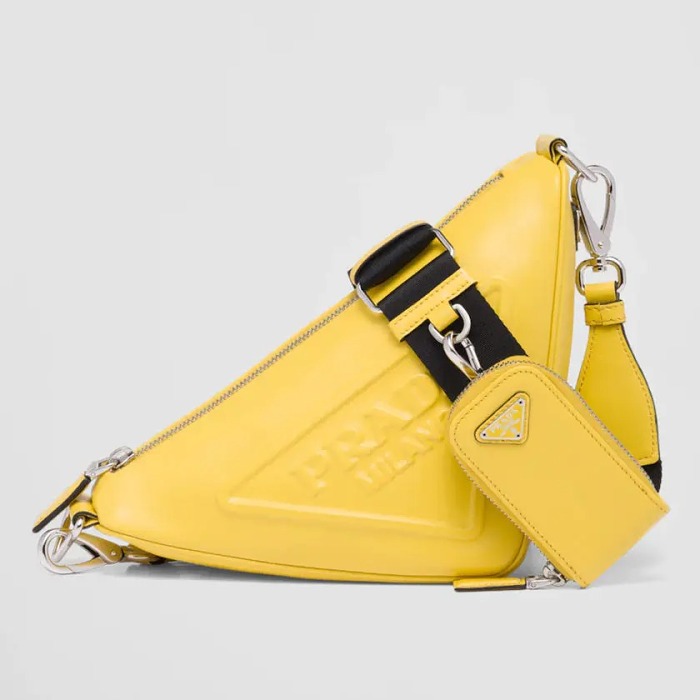 ☆New Arrival☆ Prada/普拉達男女同款 Triangle Leather Shoulder Bag 新款三角包#多色可選