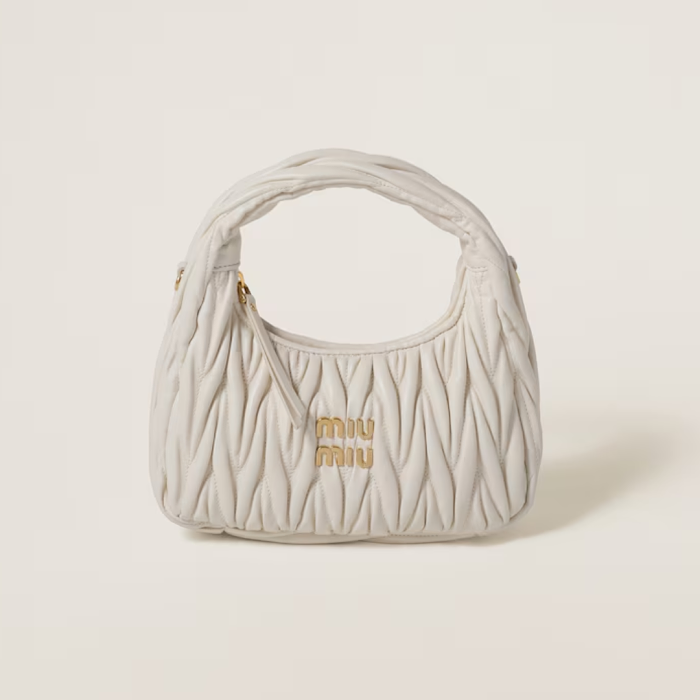 MIU MIU Wander matelassé nappa leather hobo bag
