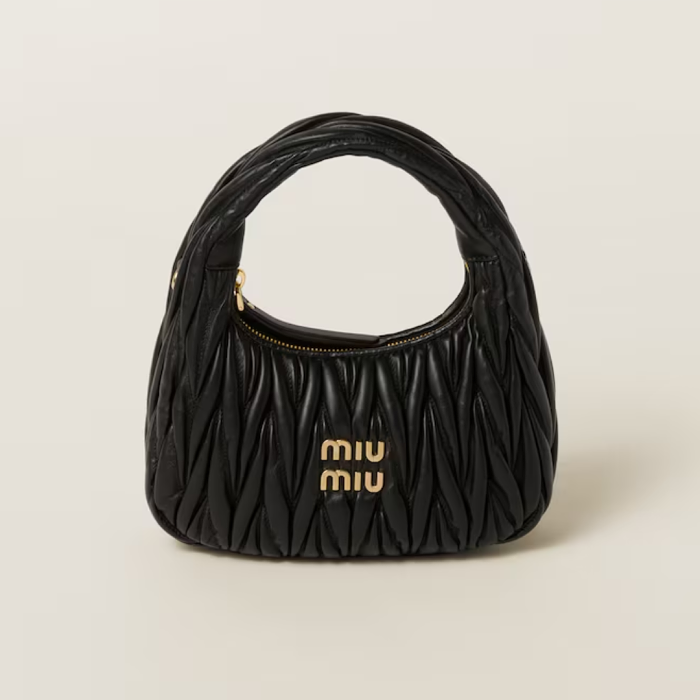 MIU MIU Wander matelassé nappa leather hobo bag