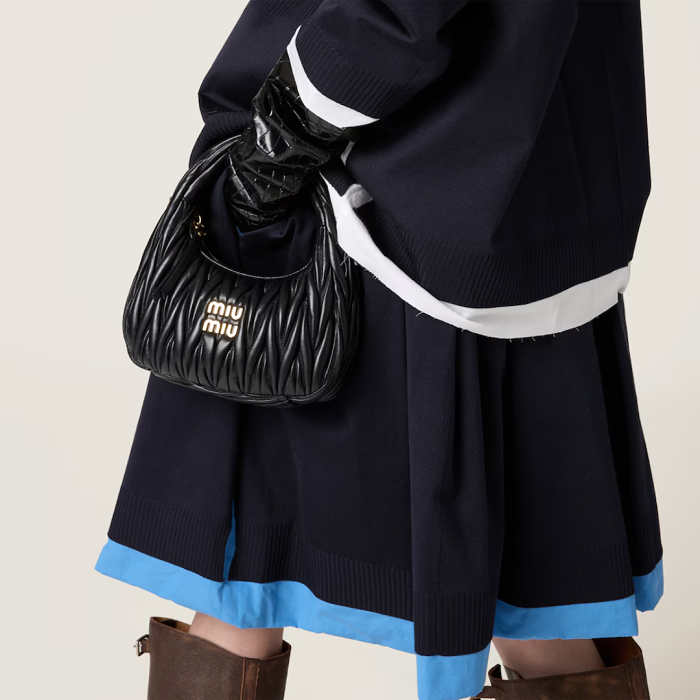 MIU MIU Wander matelassé nappa leather hobo bag