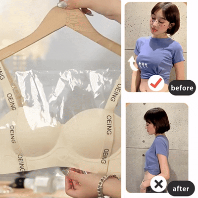 東京のトップ病院の乳腺専門医も推奨する、胸の垂れや外側への広がりを効果的に防ぎます！アルファベット付きストラップハーフカップブラ