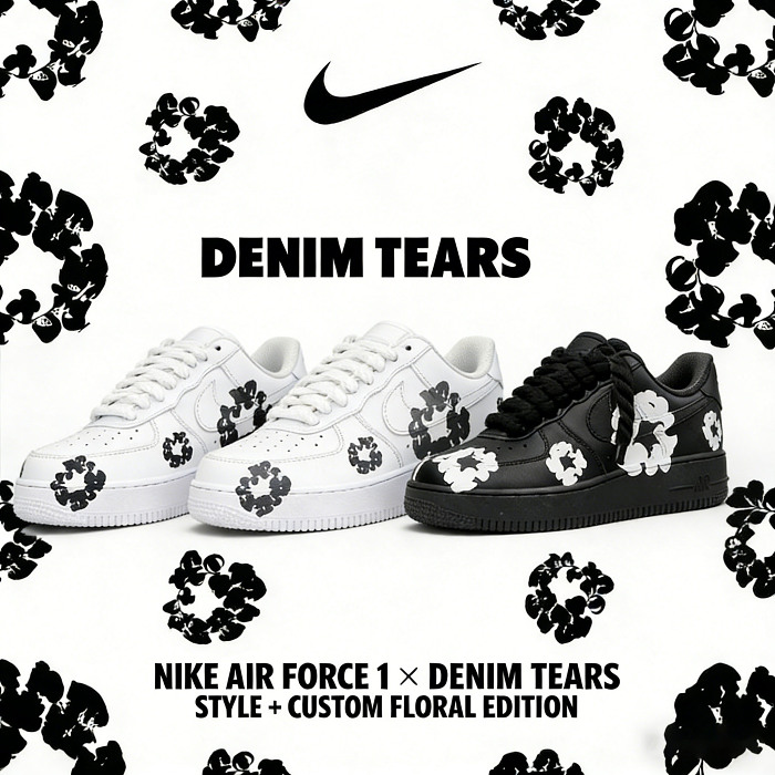Nike Air Force 1 Low Custom  Denim Tears Style Floral