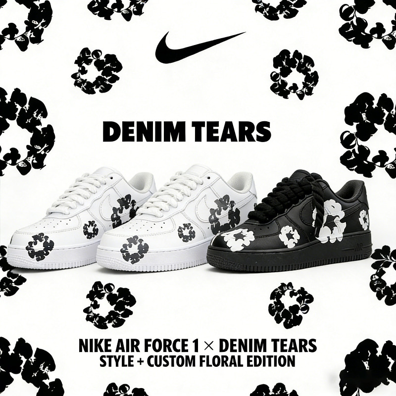 Nike Air Force 1 Low Custom  Denim Tears Style Floral