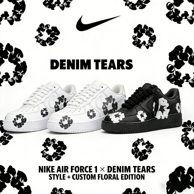 Nike Air Force 1 Low Custom  Denim Tears Style Floral