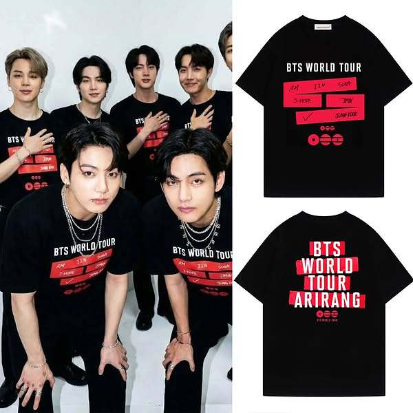 BTS 完整團體回歸 同步宣傳新專輯《Arirang》3 月 20 日發行  WORLD TOUR 防彈少年團2026演唱會週邊同款短袖t卹應援服