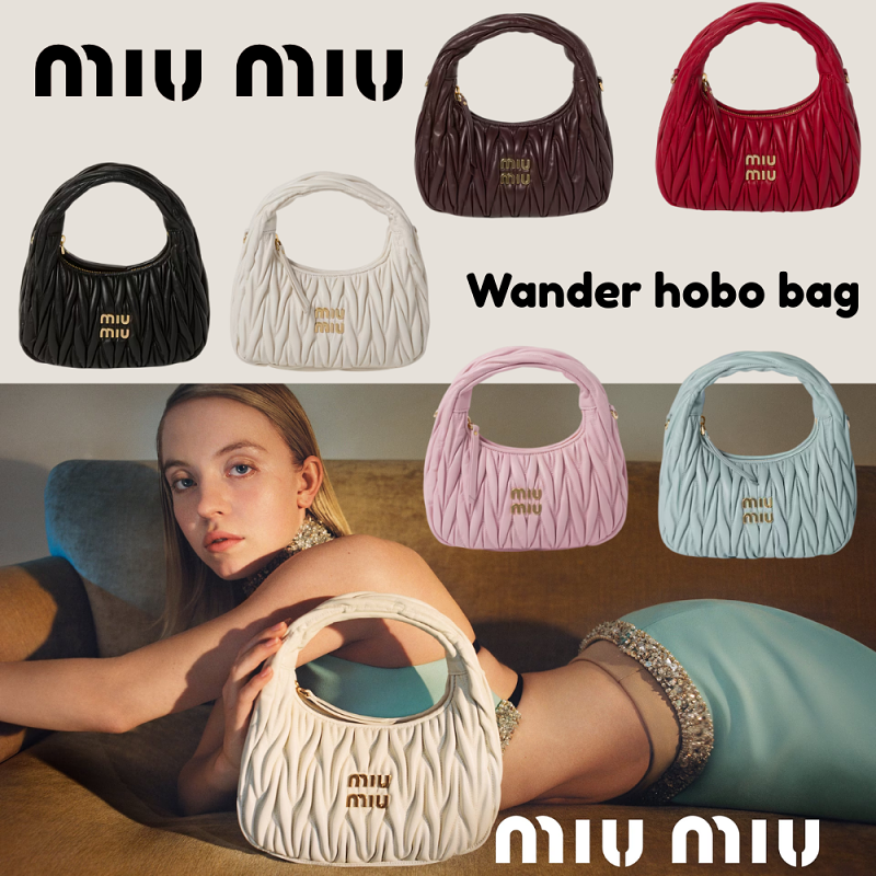 MIU MIU Wander matelassé nappa leather hobo bag