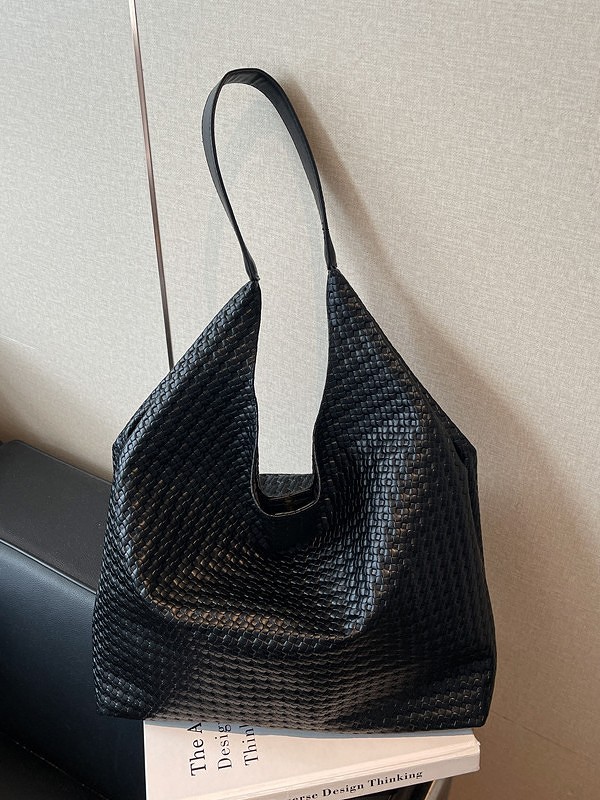 Commuting single-shoulder bag, woven tote bucket bag