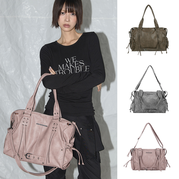 韓國設計師品牌FANCY CLUB 25｜BELTED WASHING LEATHER BAG