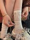 One pair lace bow mid-calf stockings