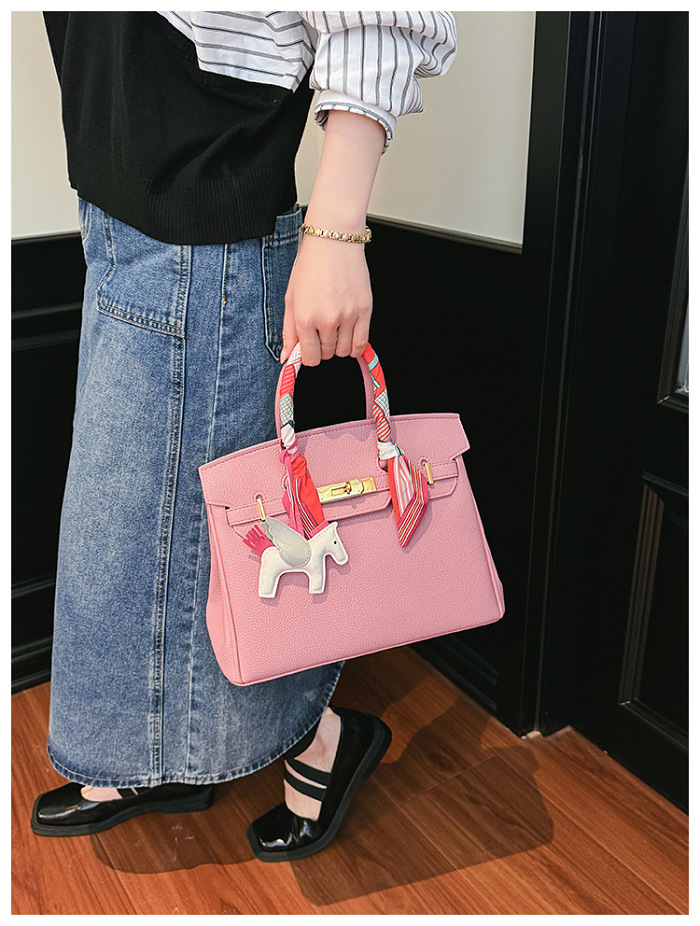 Silk scarf Kelly bag large capacity handbag retro crossbody bag