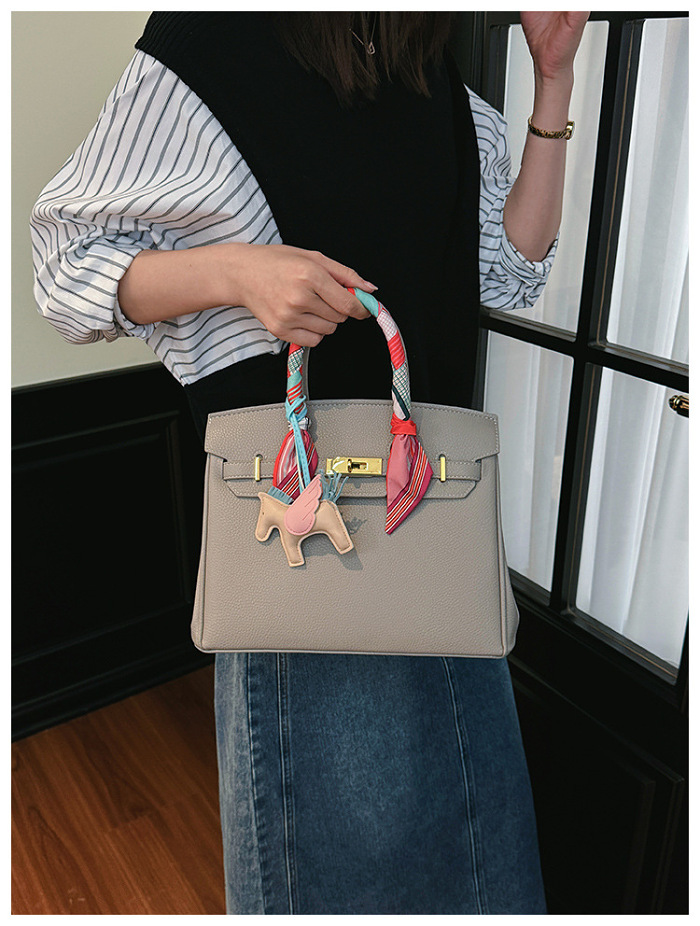 Silk scarf Kelly bag large capacity handbag retro crossbody bag