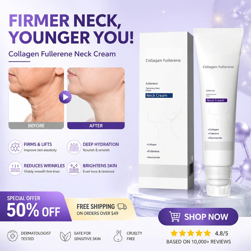 Roller Massage Neck Cream 🧴 Collagen & Hyaluronic Acid | Firms Neck, Reduces Wrinkles & Double Chin