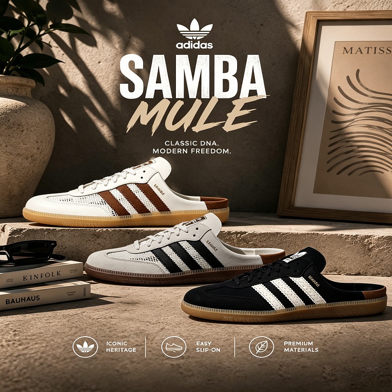夏天最犯規的Samba變種德訓鞋半拖🤍🖤Adidas Originals Samba OG Mule 桑巴舞系列休閒拖鞋