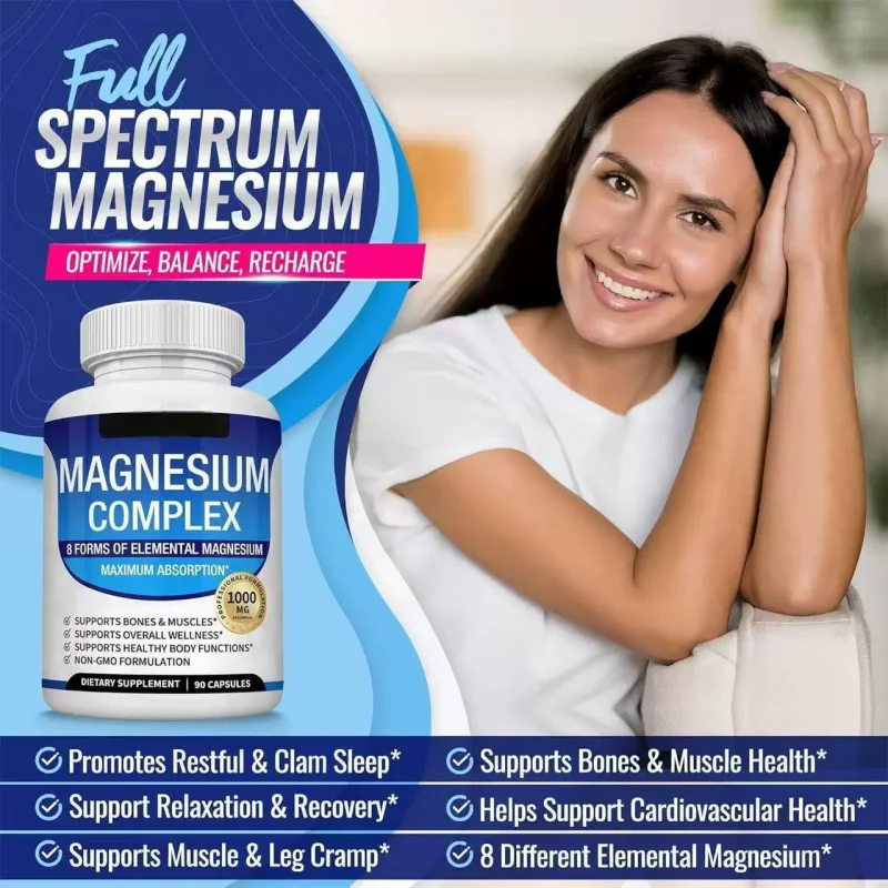 1000mg Magnesium Complex Capsules, 8 Elemental with Magnesium Glycinate