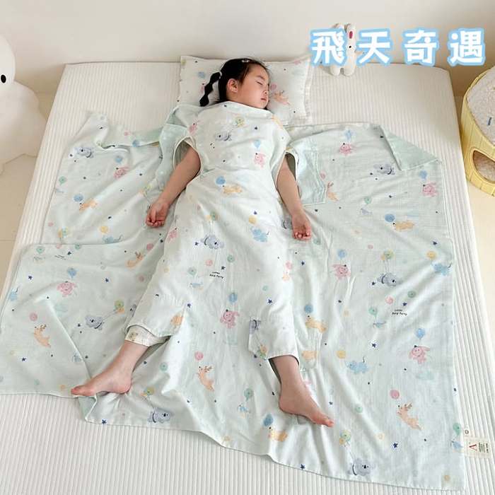 HouKun涼夏寶貝防踢被 全棉紗布護肚肚