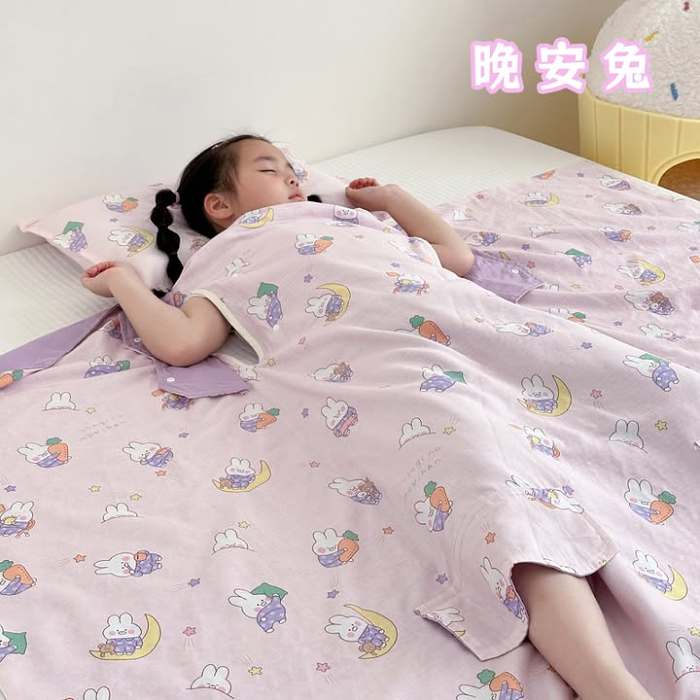 HouKun涼夏寶貝防踢被 全棉紗布護肚肚