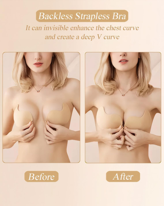 Sticky Bra Backless Adhesive Strapless Invisible Push Up Stick on Bras for Women Dresses Reusable Nipple Cover