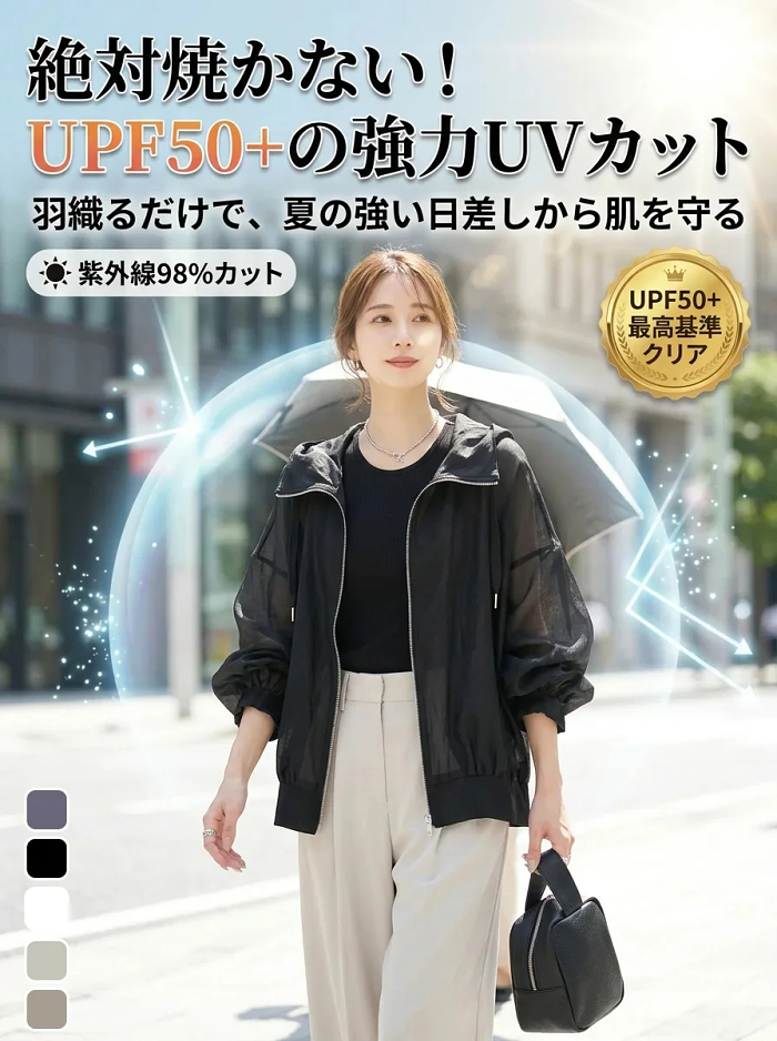 携帯型軽量UVカットパーカー