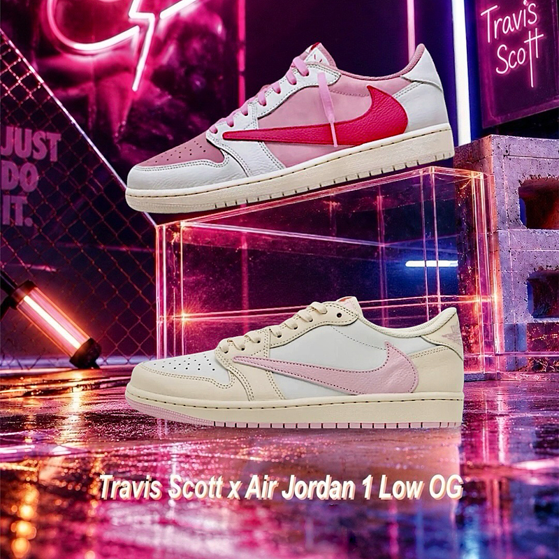 Travis Scott x Nike Air Jordan 1 Low OG Shy Pink & Tropical Pink