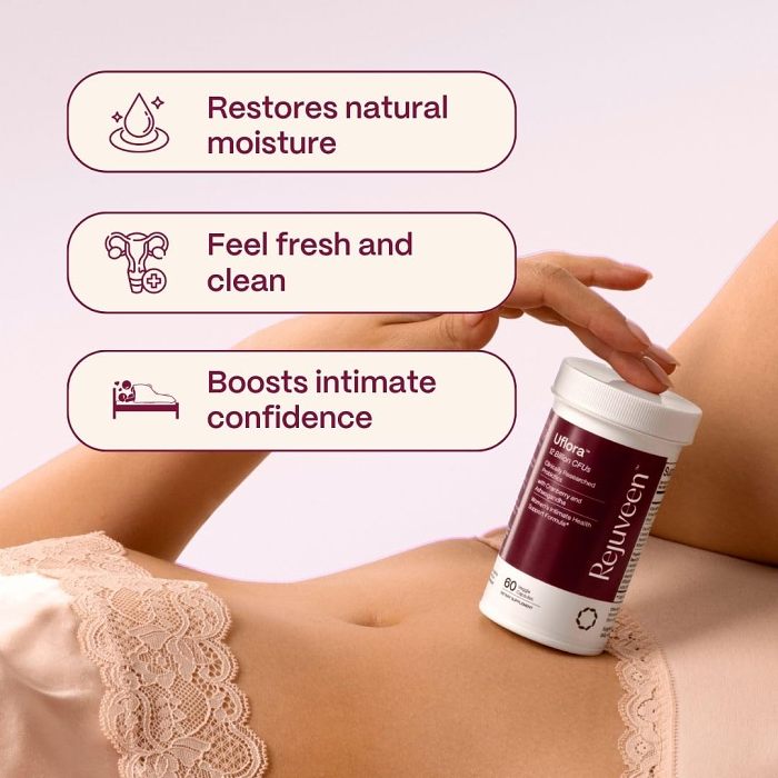 Uflora Probiotics | Supports health, hydration, and yeast | Enhances intimate health | Clinically proven dosage | Probiotics, cranberry, ashwagandha | 60 carats