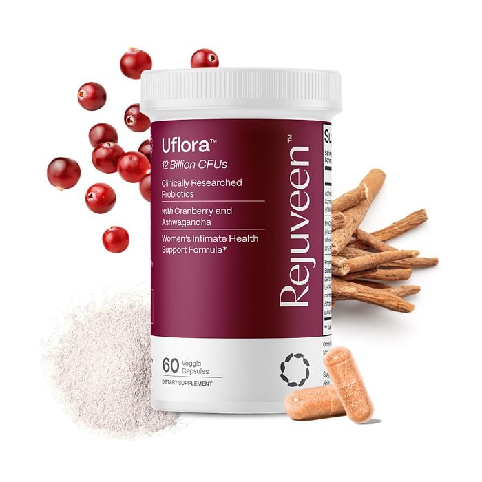 Uflora Probiotics | Supports health, hydration, and yeast | Enhances intimate health | Clinically proven dosage | Probiotics, cranberry, ashwagandha | 60 carats