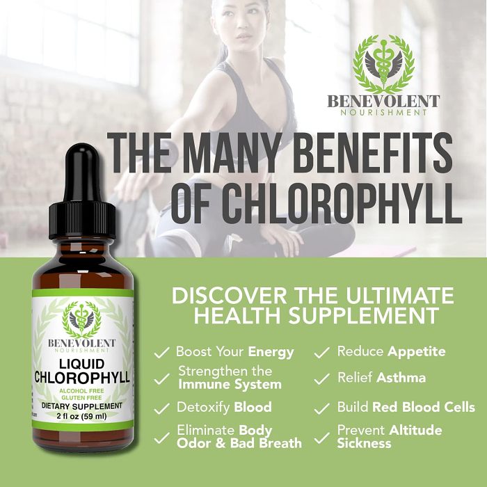 Benevolent Nourishing Chlorophyll Supplement, Detox & Immune Support, Internal Deodorant, Liquid Drops