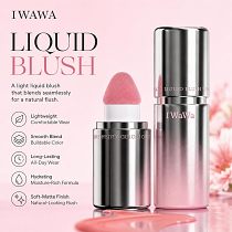 Liquid Blush, IWAWA Puffy Liquid Blush – Jelly Texture Cream Blush with Sponge Tip, Matte Nude Buildable Blusher, Lightweight & Silky Feel, Natural Radiant Finish