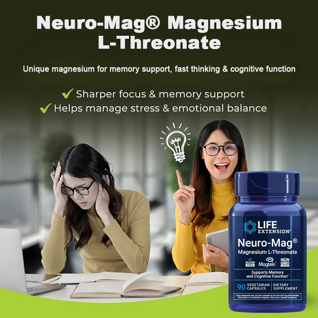 Neuro-Mag® Magnesium L-Threonate. Unique magnesium for memory support, fast thinking & cognitive function