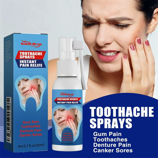 SOUTH MOON Tooth Pain Relief Spray – Relieves Toothache,Effectively Antibacterial, Prevents Cavities, Freshens Breath, Safe for Teeth
