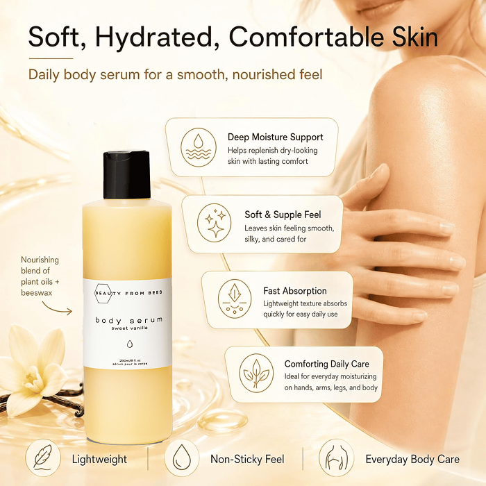 Beauty From Bees Body Serum - Natural. Not natural-ish.Deeply Hydrates, Strengthening Your Skin’s Barrier