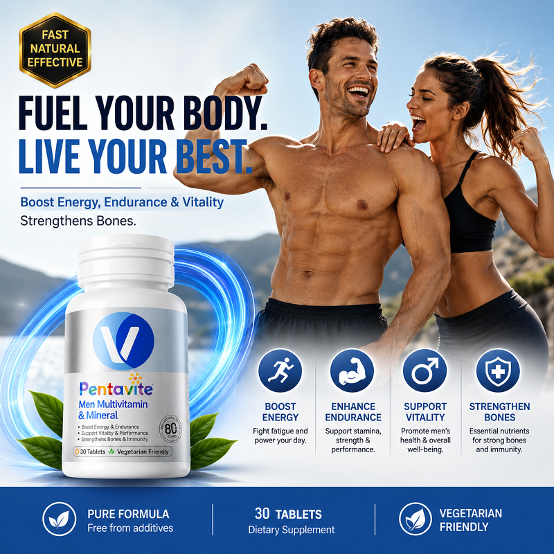 LIMITED OFFER! BUY 1 FREE 1 🔥(READY STOCK) Pentavite Men Multivitamin & Minerals 30 tablets // Boost Energy, Endurance & Vitality, Strengthens Bones