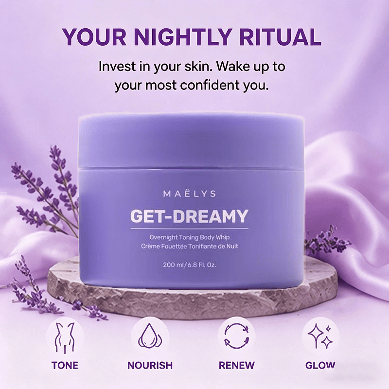 MAËLYS GET-DREAMY Overnight Toning Whip - Cellulite Cream & Skin Tightening Support with Milk Thistle + Uva-Ursi - Moisturizing Body Cream in a Whipped Texture