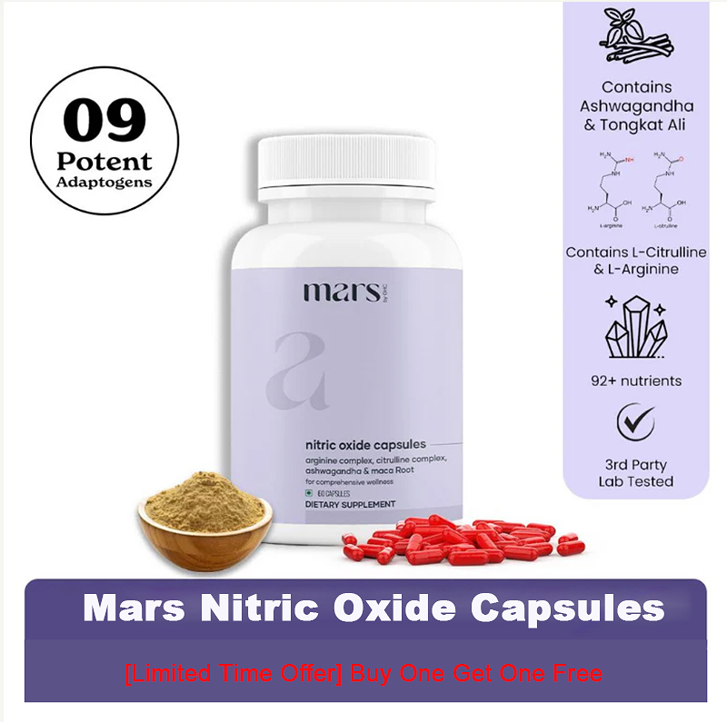 【Buy 1 get 1 free】Mars Nitric Oxide Capsules with L-Arginine, L-Citrulline & Adaptogens – Circulation, Endurance & Recovery Support