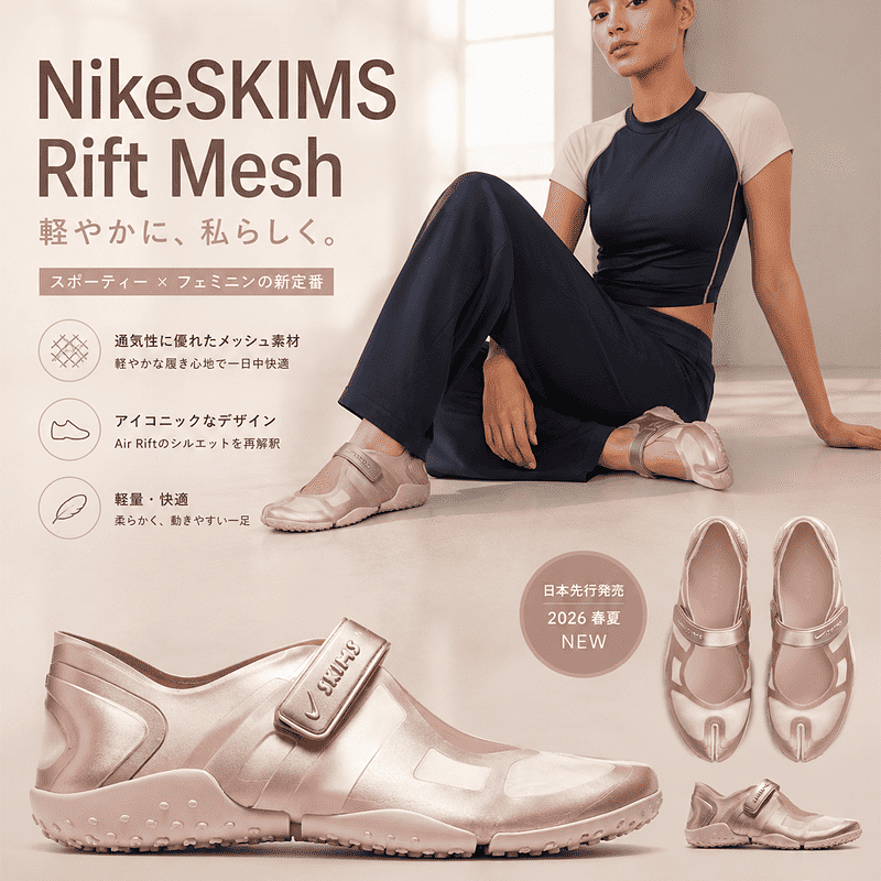 夏の足元はこれ。NikeSKIMS Air Rift  Satin Silt Red  入荷
