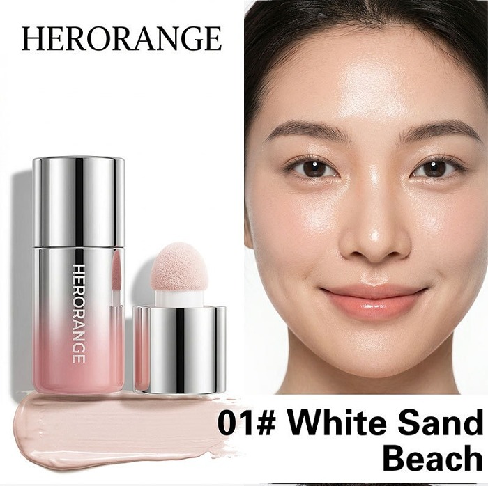 HERORANGE Liquid Blush with Sponge Tip, Waterproof, Long-lasting, Suitable for Lips and Cheeks, All Skin Tones