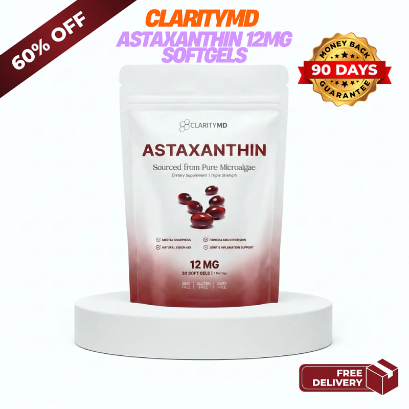 ClarityMD - Astaxanthin 12mg Softgels - Naturally Restores Circulation, Energy & Protects Vital Organs