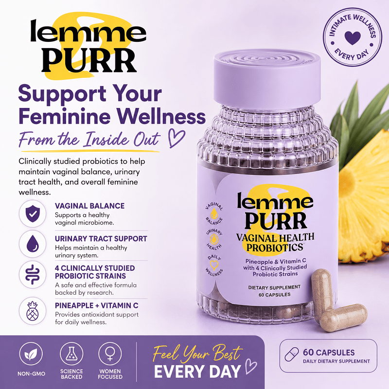 Lemme, Purr, Vaginal Probiotic Gummies, pineapple, 60 gummies