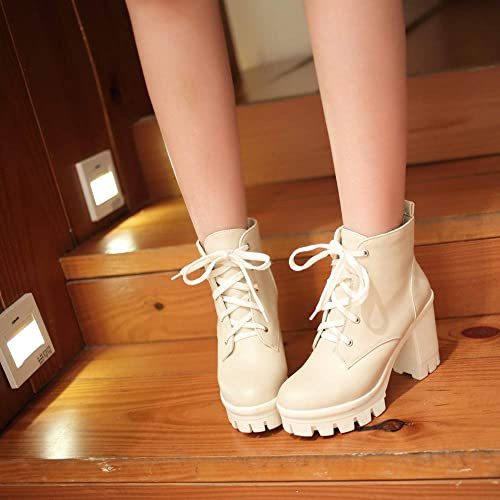 beige ankle boots with heel