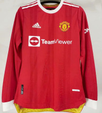 2021/22 M Utd Home Red Long Sleeve Player Soccer Jersey