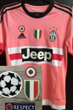 2014-2015 JUV Pink Retro Soccer Jersey带欧冠章。圆环。意甲盾