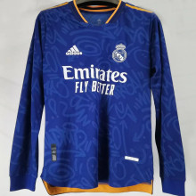 2021/22 RM Away Blue Long Sleeve Player Soccer Jersey