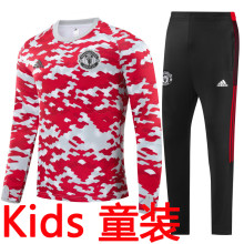 2021/22 M Utd White Red Kids Sweater Tracksuit