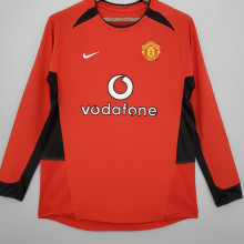 2002/04 M Utd Home Long Sleeve Retro Soccer Jersey