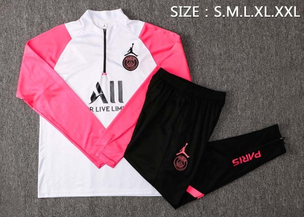 US$ 38.00  2122 PSG Paris Jordan Pink White Half Pull Sweater