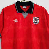 1990 England Away Red Retro Soccer Jersey