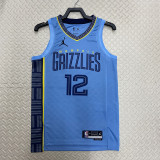 22-23 Grizzlies MORANT #12 Blue Top Quality Hot Pressing NBA Jersey (Trapeze Edition)