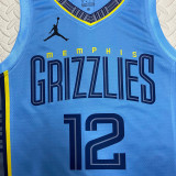 22-23 Grizzlies MORANT #12 Blue Top Quality Hot Pressing NBA Jersey (Trapeze Edition)