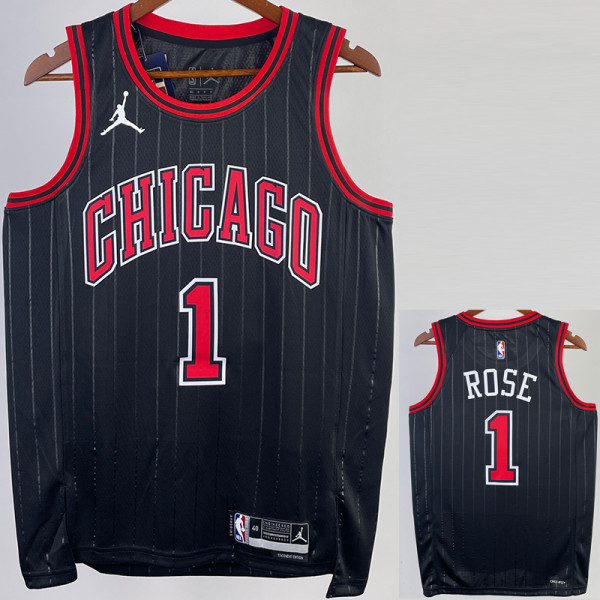 22-23 BULLS ROSE #1 Black Top Quality Hot Pressing NBA Jersey (Trapeze Edition) 飞人版